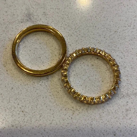 Nordstrom Set of Gold Band & Pave Rings - Picture 5 of 5